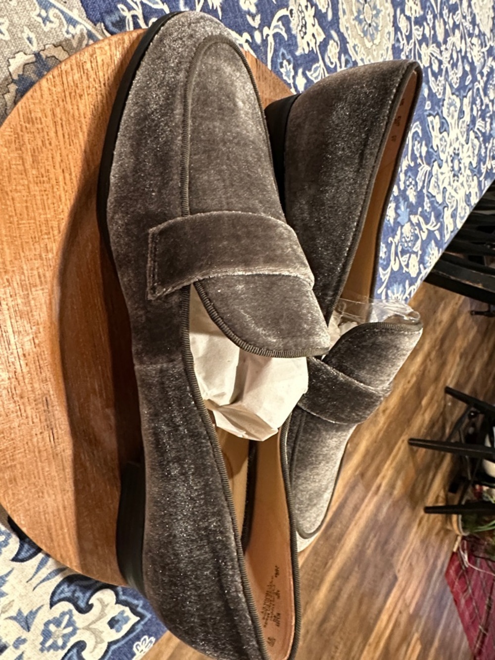 Franco Sarto Sparkle Velvet Penny Loafers in Gray